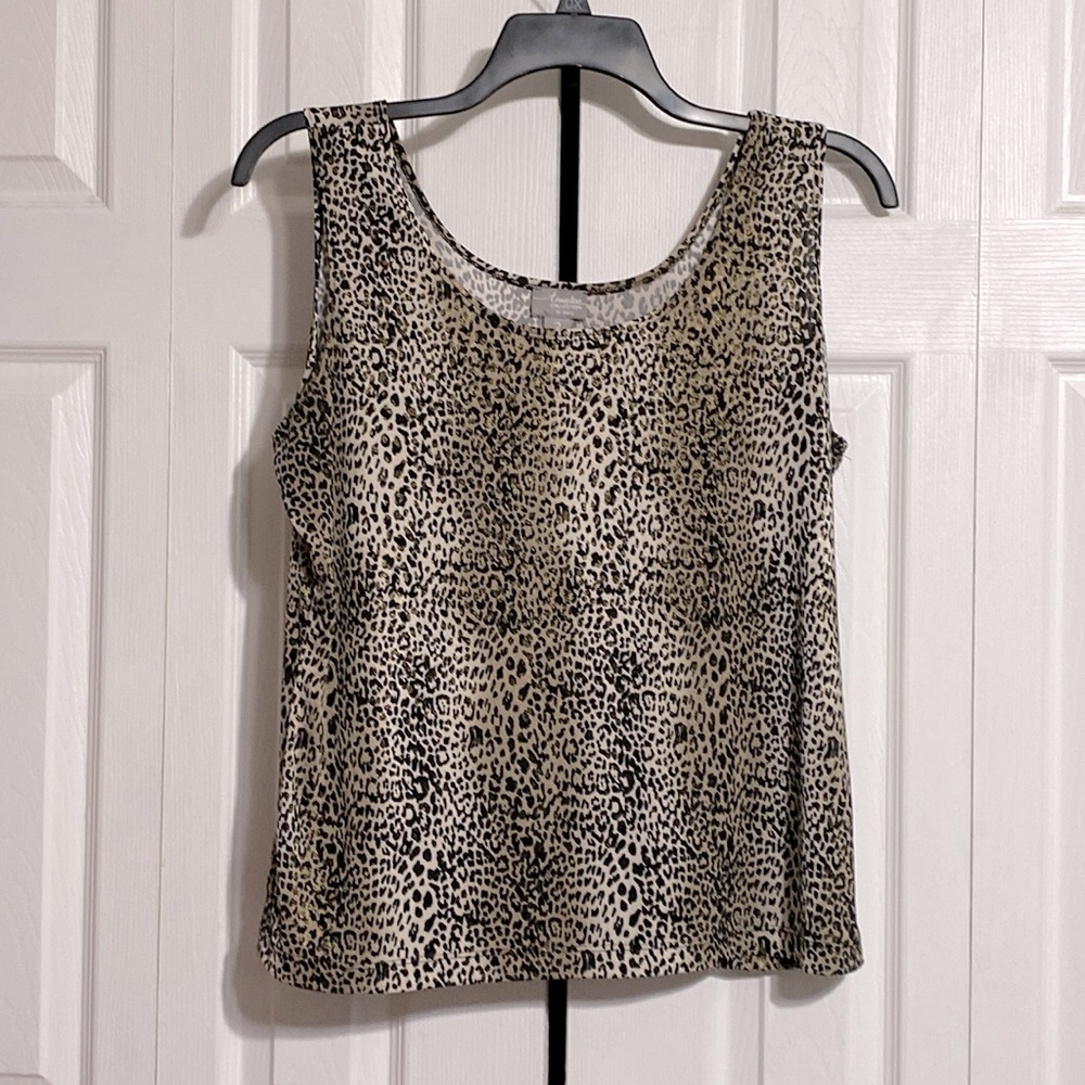 Chicos Travelers Collection animal print tank top shirt size LARGE